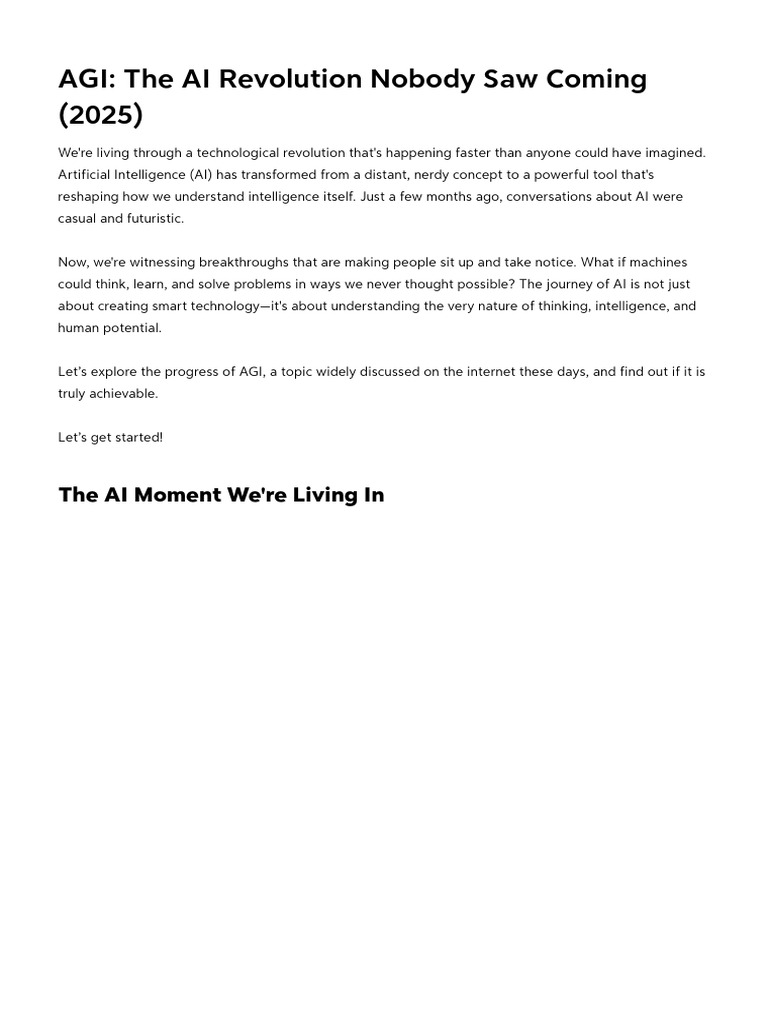 Understanding the AGI Revolution | PDF | Artificial Intelligence ...