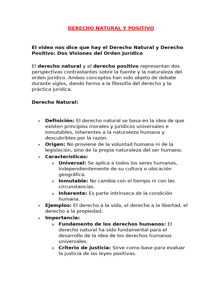 Derecho Natural y Positivo | PDF | La Ley natural | Derechos humanos