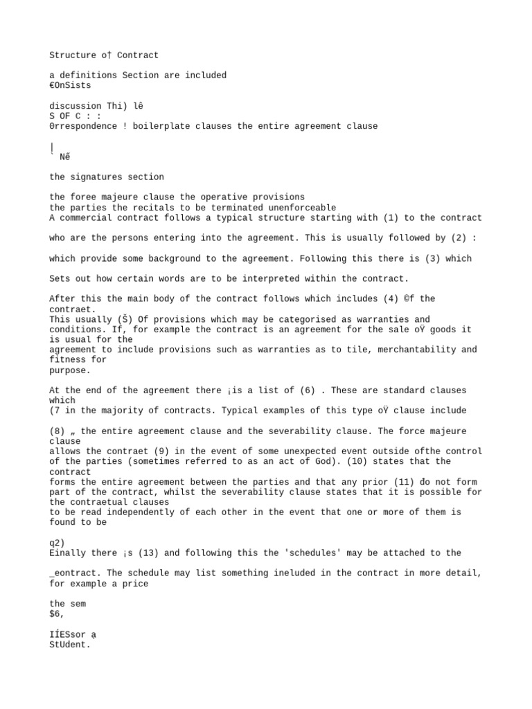 Essential Structure of Commercial Contracts | PDF