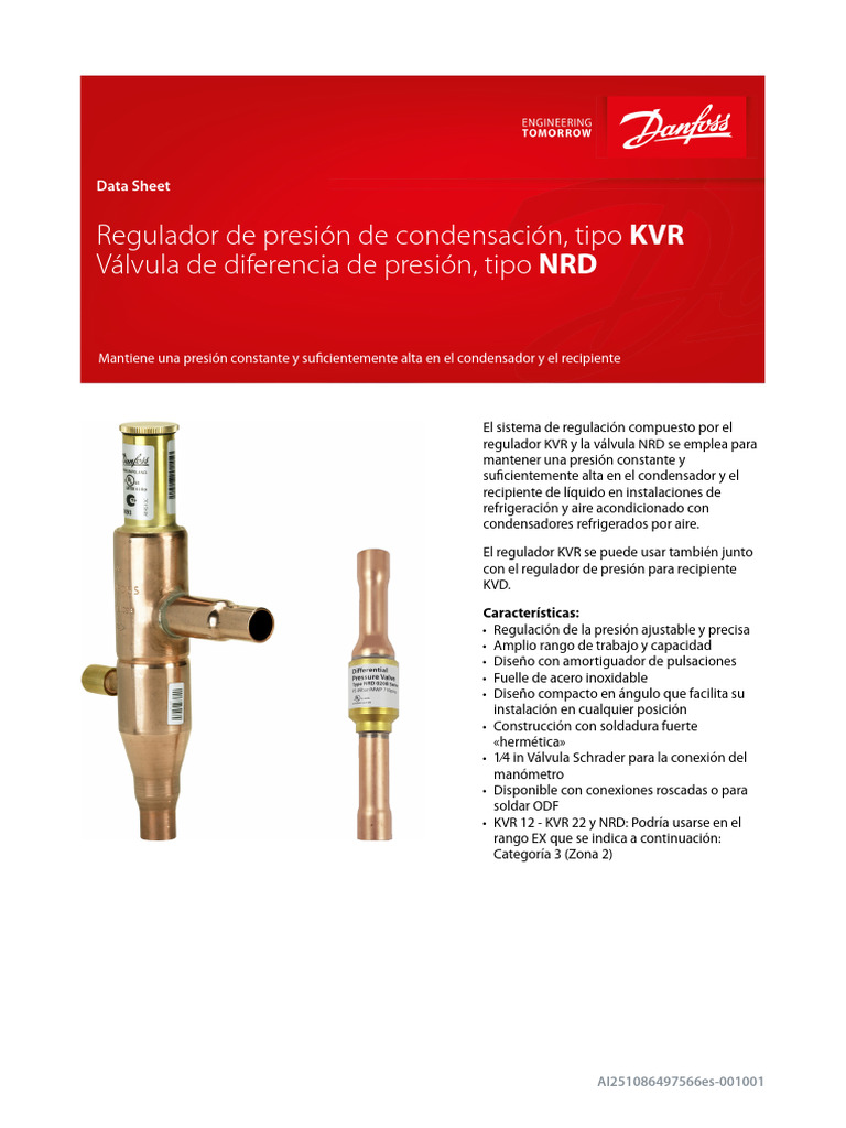 Regulador KVR y Válvula NRD Danfoss | PDF | Presión | Condensación