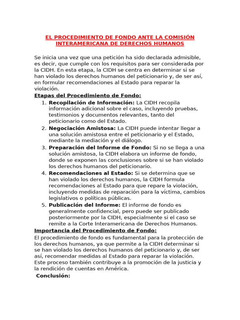 EL PROCEDIMIENTO DE FONDO ANTE LA COMISIÓN INTERAMERICANA DE DERECHOS ...