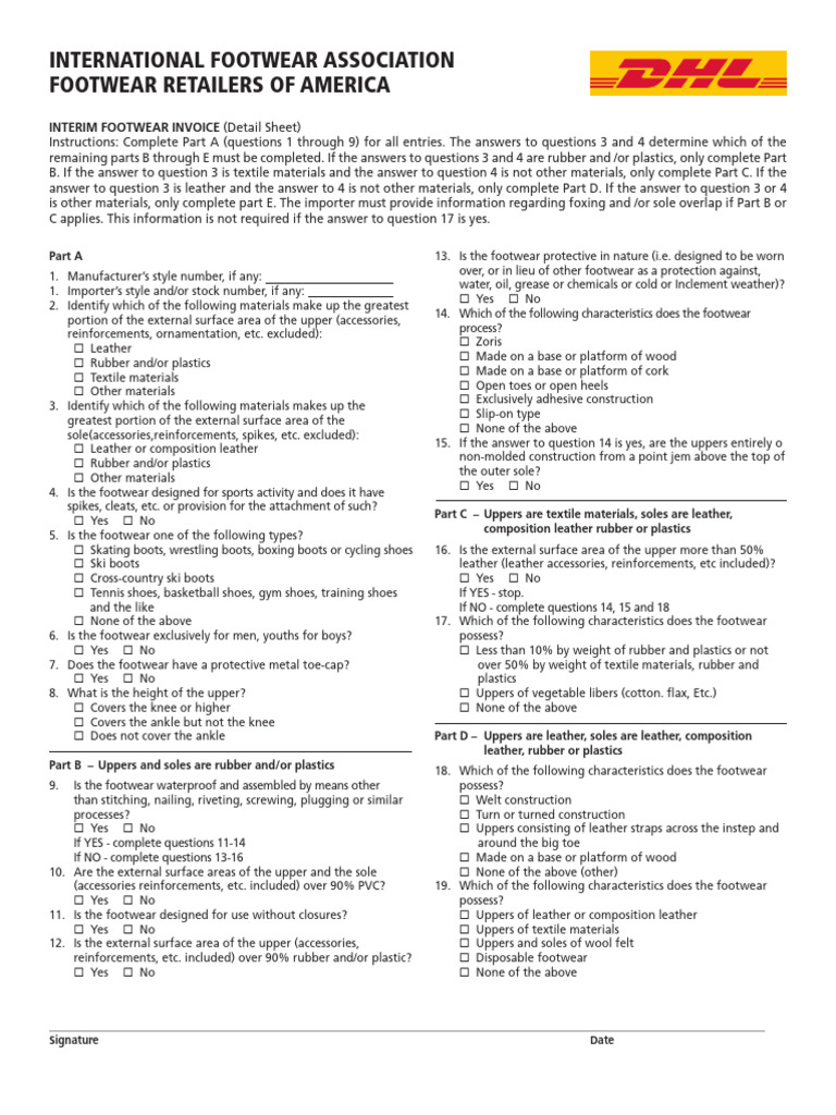 Footwear Detail Sheet | PDF | Shoe | Footwear