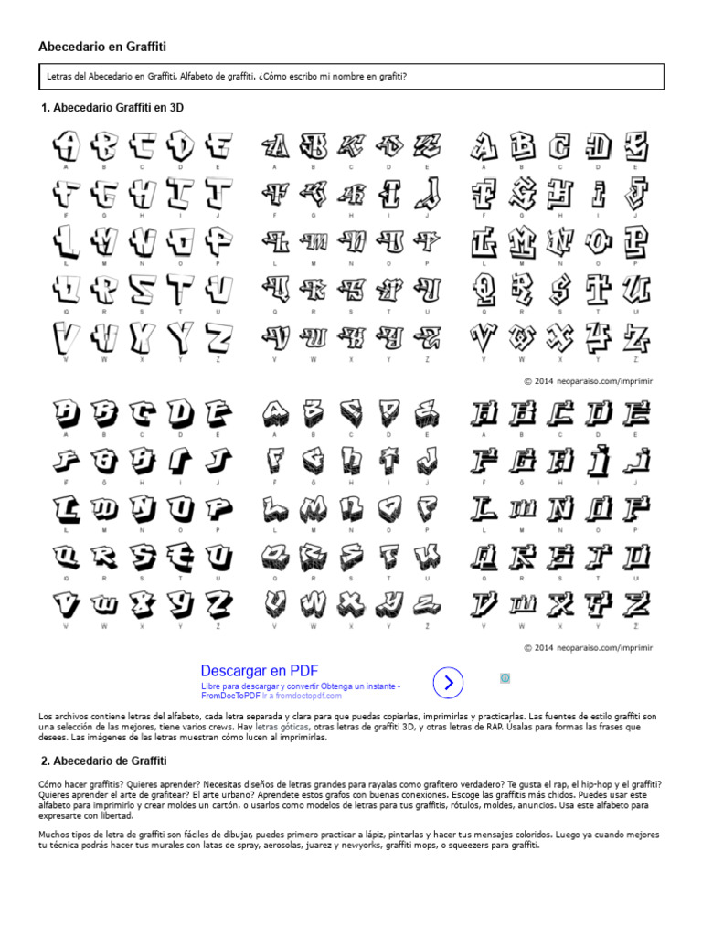 Abecedario en Graffiti | PDF, image size:768x1024