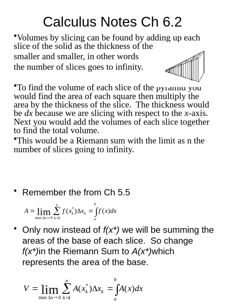 Calculus: Volumes by Slicing | PDF | Volume | Area