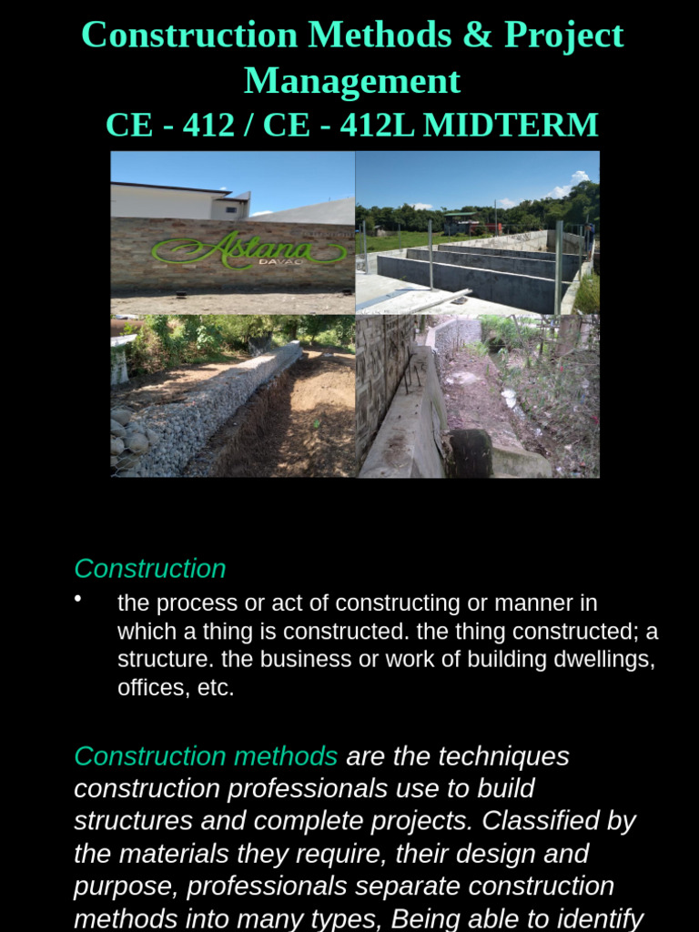Construction Methods Overview | PDF | Concrete | Masonry