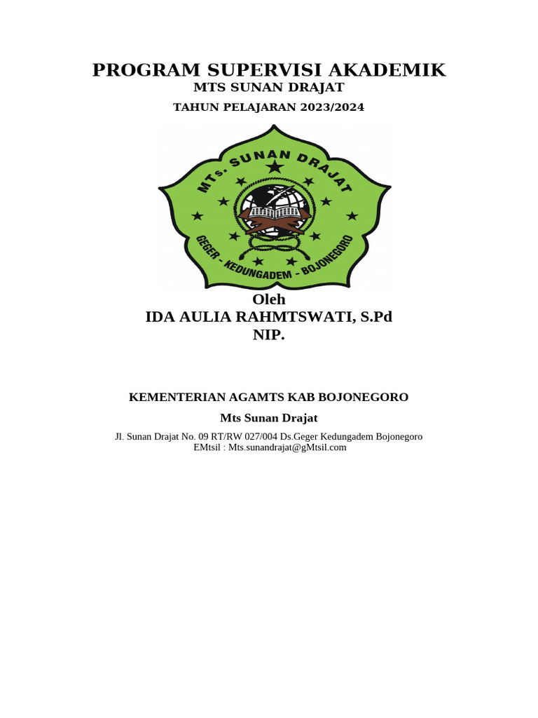 Program Supervisi MTS Sunan Drajat 2023/2024 | PDF