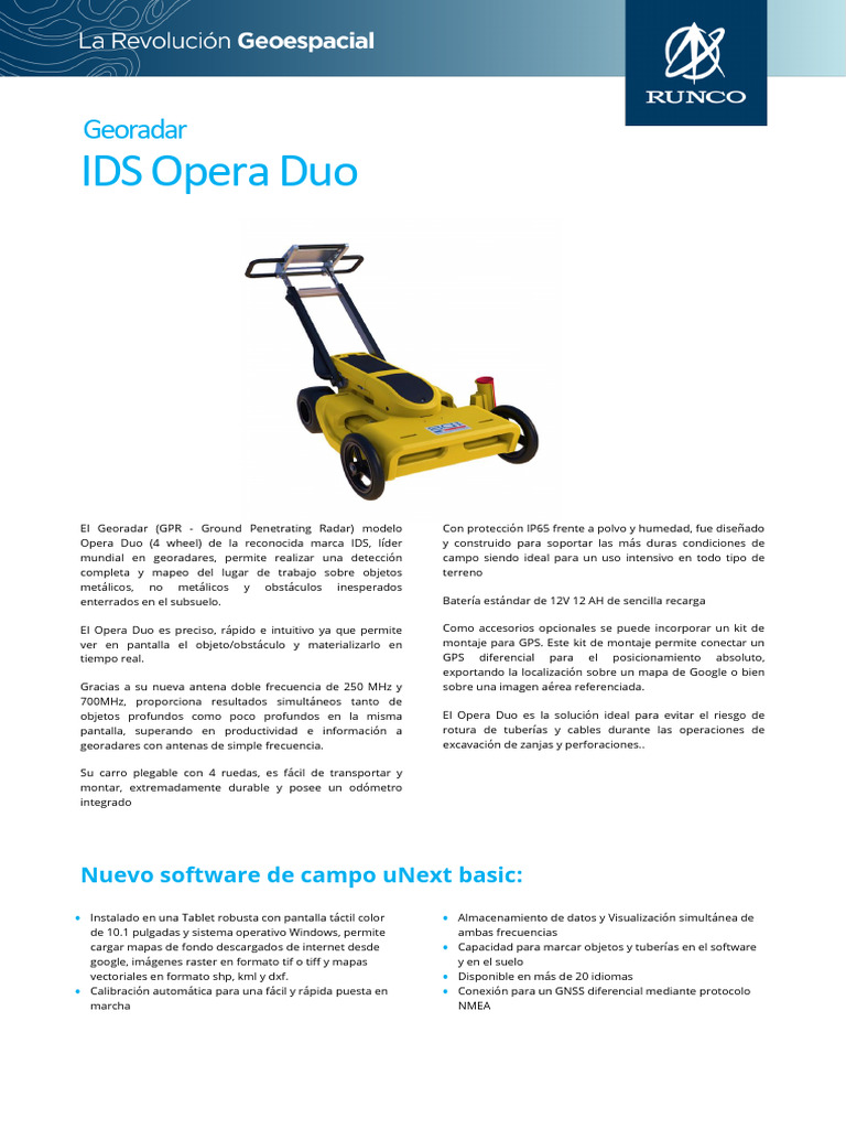 Georadar IDS Opera Duo: Innovación en Detección Subterránea | PDF ...