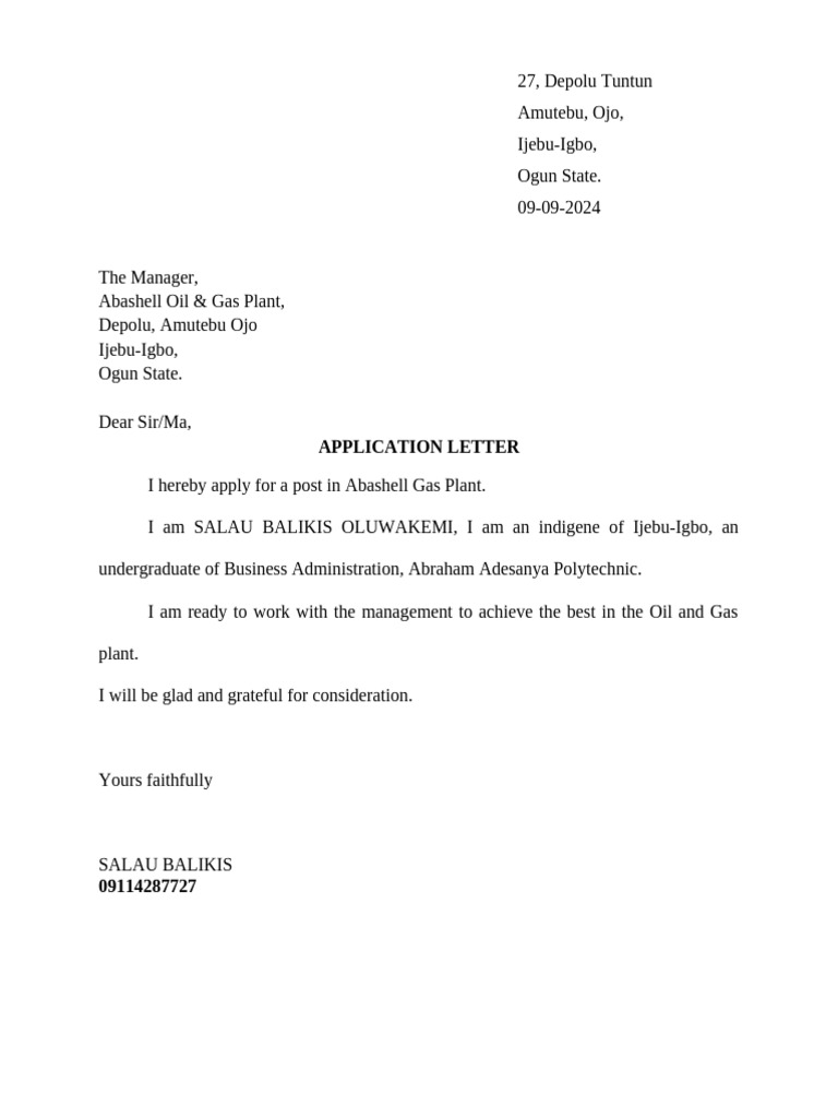 Application Letter | PDF