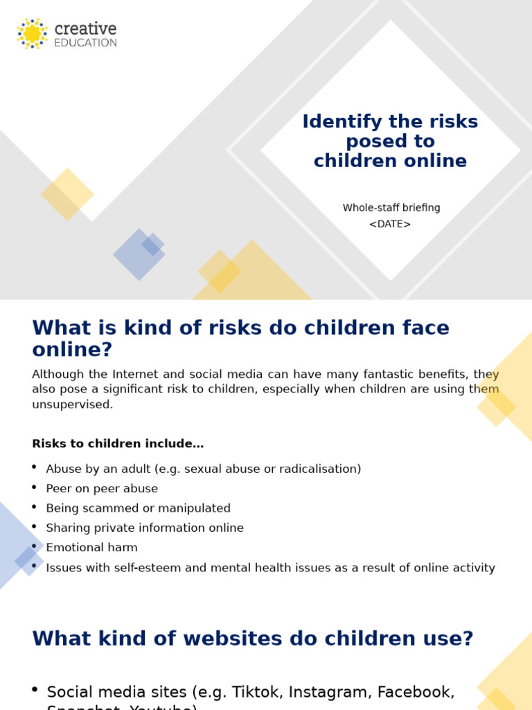 Identify the Risks Posed to Children Online Downloadable Slides | PDF