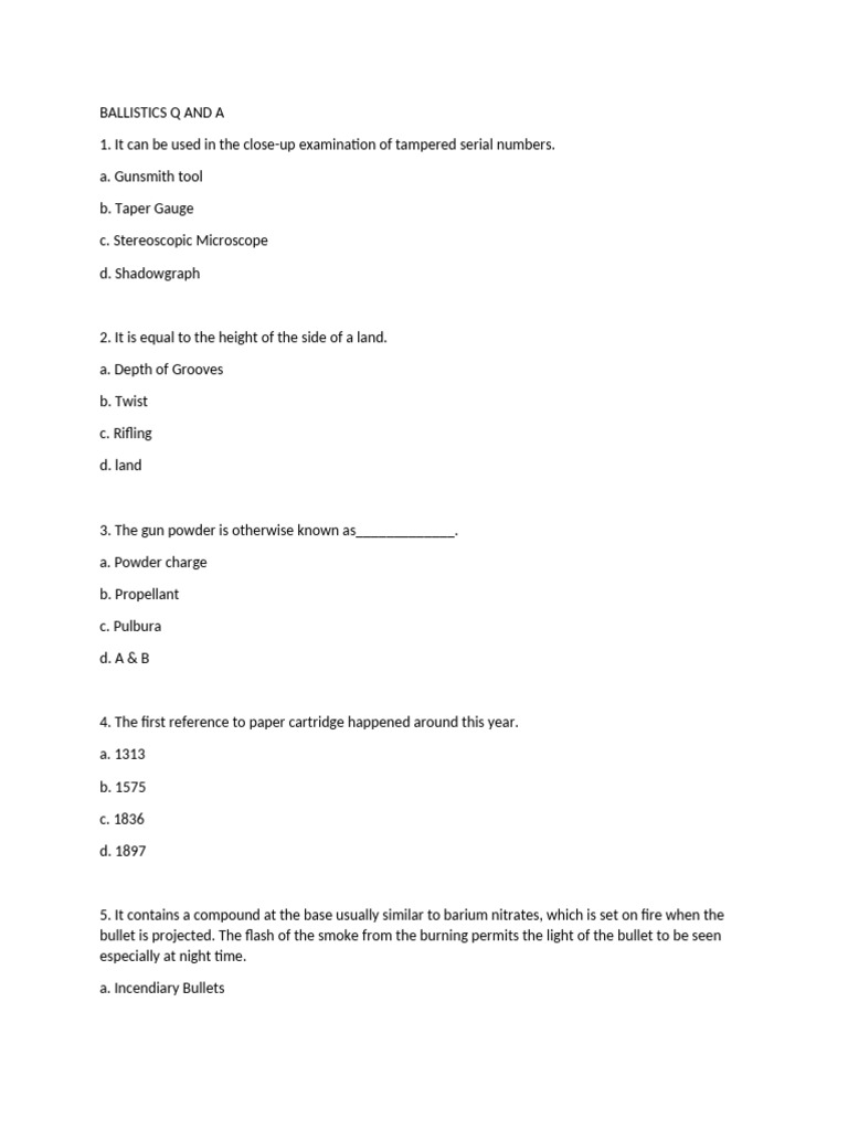 Ballistics Q and A - 110411 | PDF | Gun Barrel | Cartridge (Firearms)