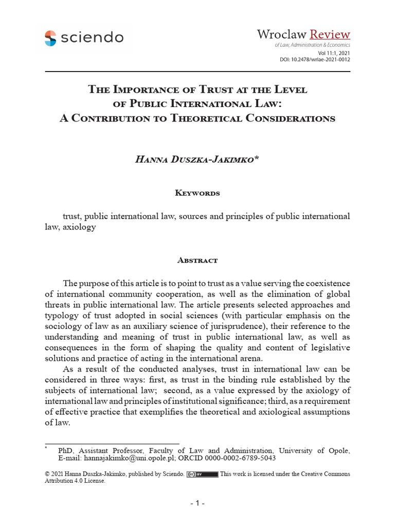 The Importance of Trust at The Level of Public Int | PDF ...