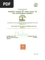 Download MARKET SHARE OF DABUR REAL JUICE  by Aazam  SN80452066 doc pdf