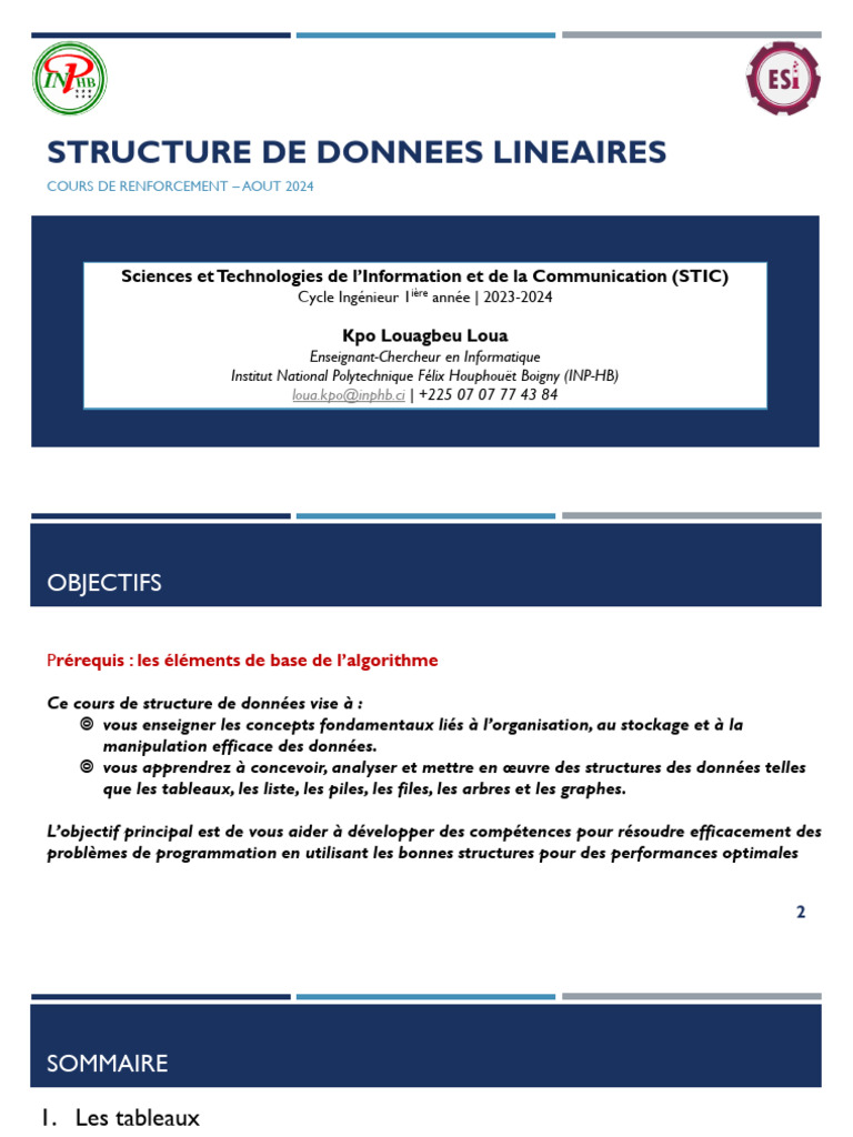 Cours sur les Structures de Données Linéaires | PDF | Pointeur ...
