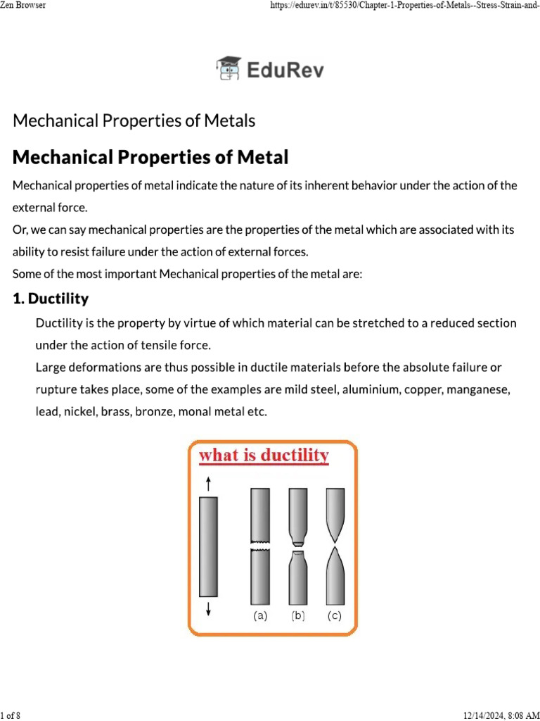 Mechanical Properties of Metals | PDF