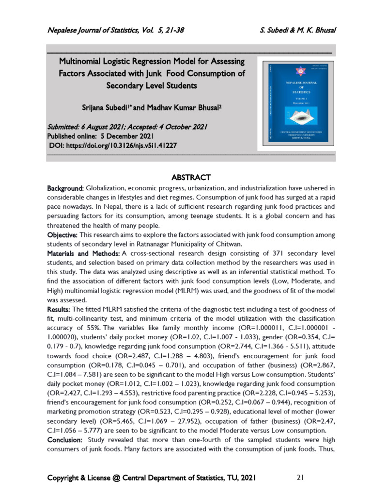 Multinomial Logistic Regression Model Fo | PDF | Linear Regression ...