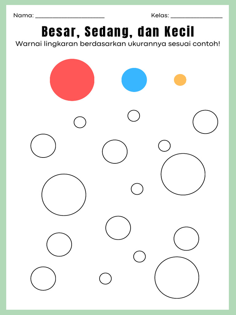 Besar, Sedang, Dan Kecil Lembar Kerja Hijau Putih Sederhana.pdf | PDF