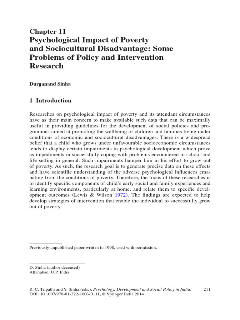 Psychological Effects of Poverty on Children | PDF | Poverty | Poverty ...