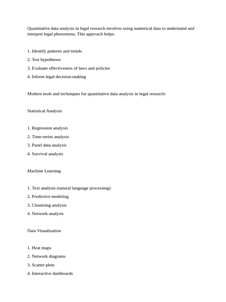 Quantitative Data Analysis in Legal Research Involves Using Numerical ...