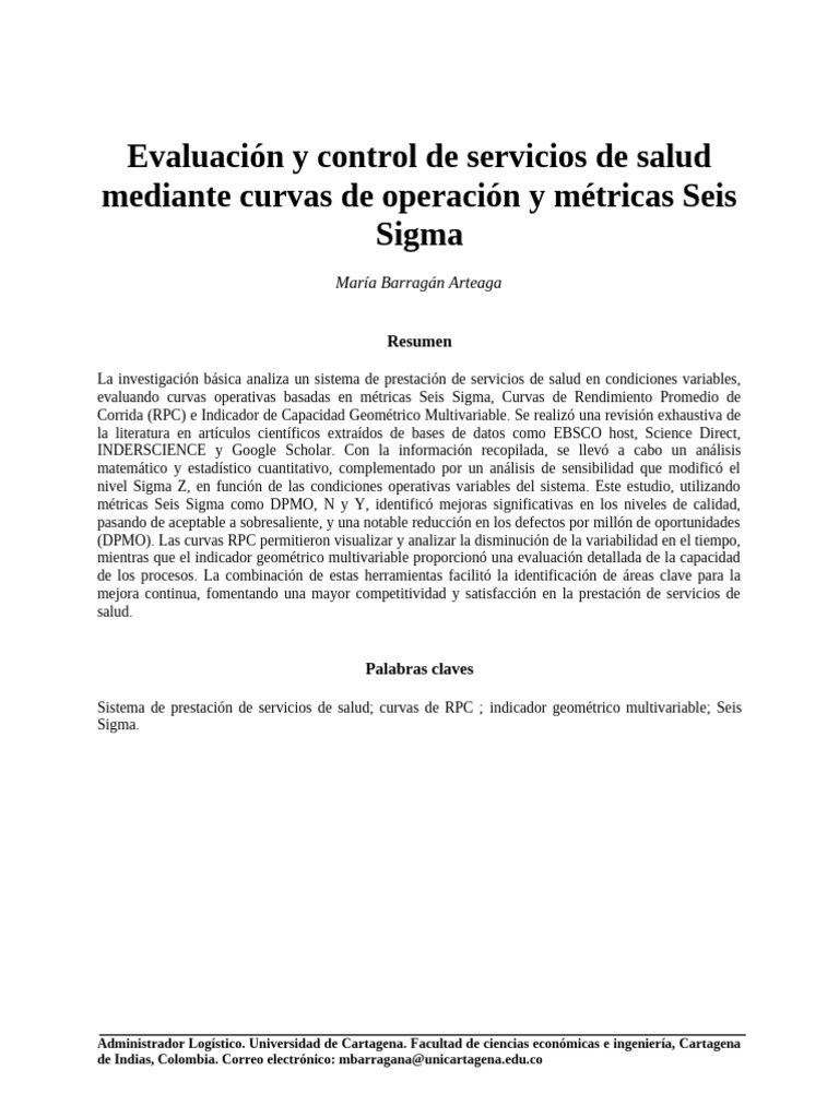 Evaluacion y Control RPC - Prestacion de Servicio de Salud | PDF | Six ...