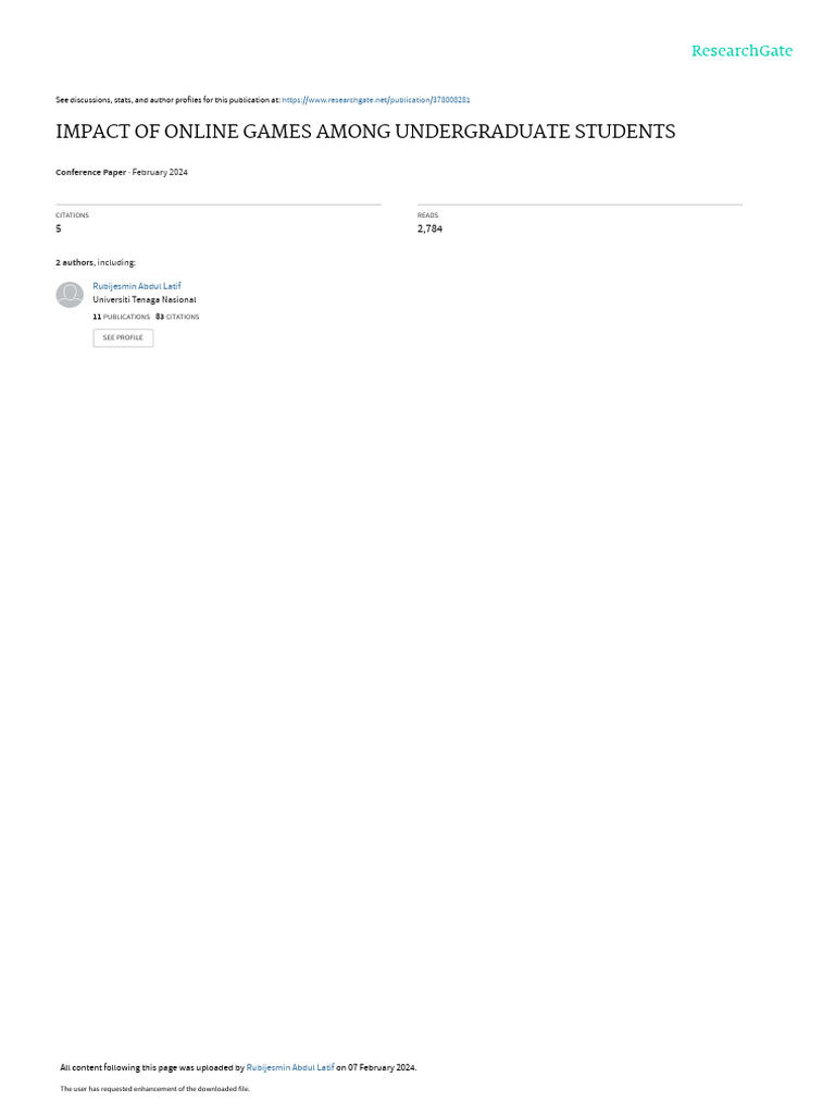 Online Gaming Impact Pdf Internet Emotions