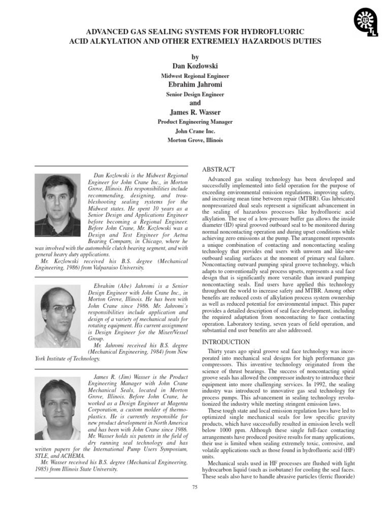 Advanced Gas Sealing for Hazardous Processes | PDF | Pump | Fluid Dynamics
