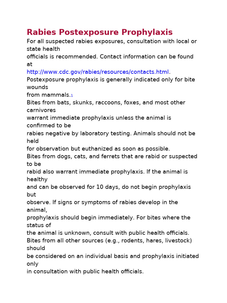 Rabies Postexposure Prophylaxis - WASHINGTON MAMUAL | PDF