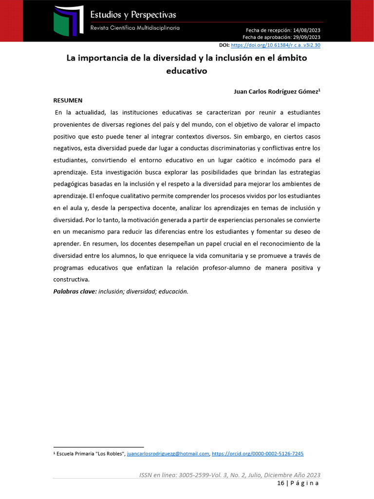 La Importancia de La Diversidad y La Inclusión en El Ámbito Educativo ...