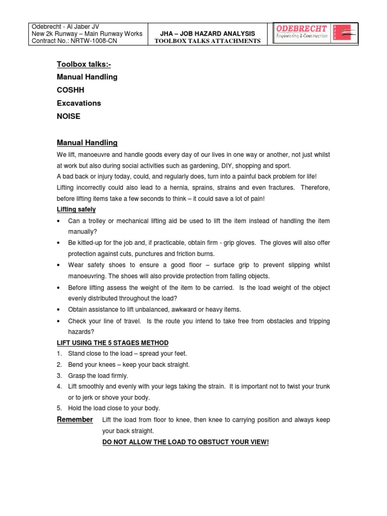 Toolbox Talks for Building and Excavations Personal Protective