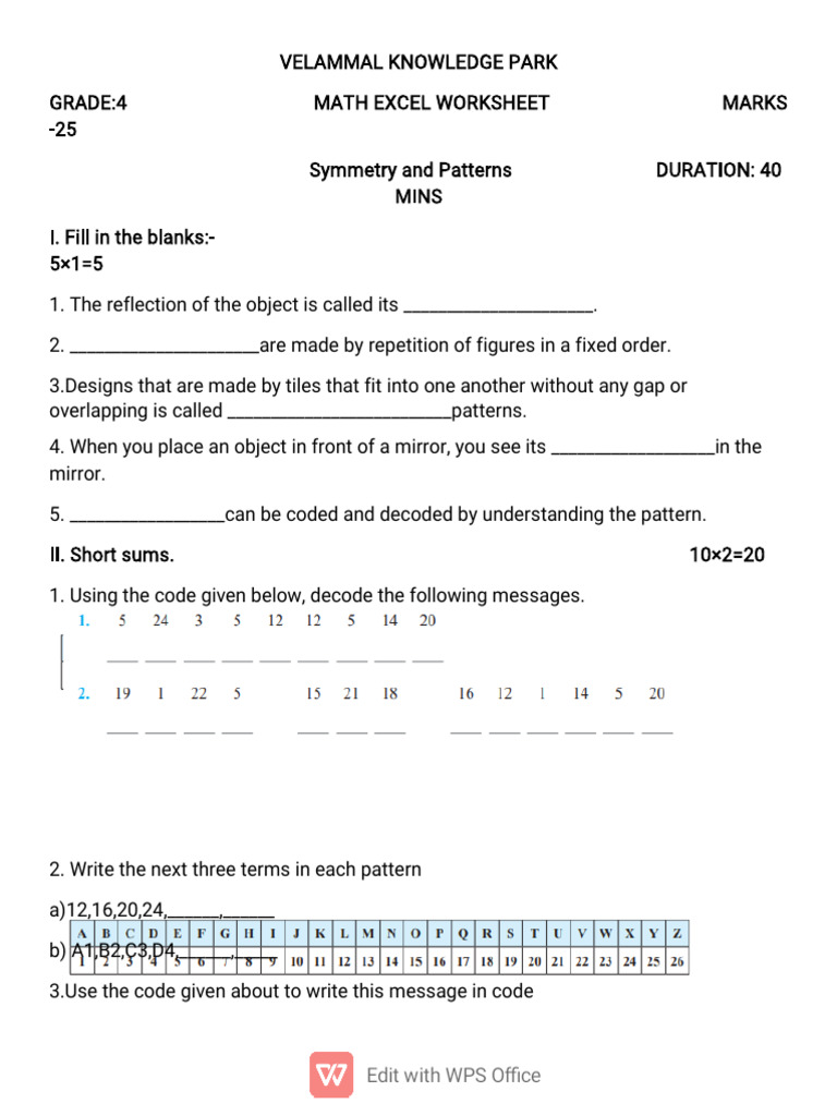 Class IV - Worksheet - Day 4 | PDF
