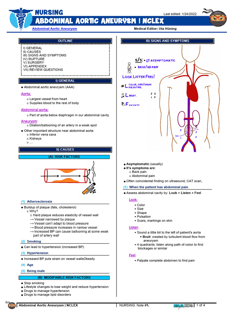 Abdominal Aortic Aneurysm Overview | PDF | Aorta | Pulse