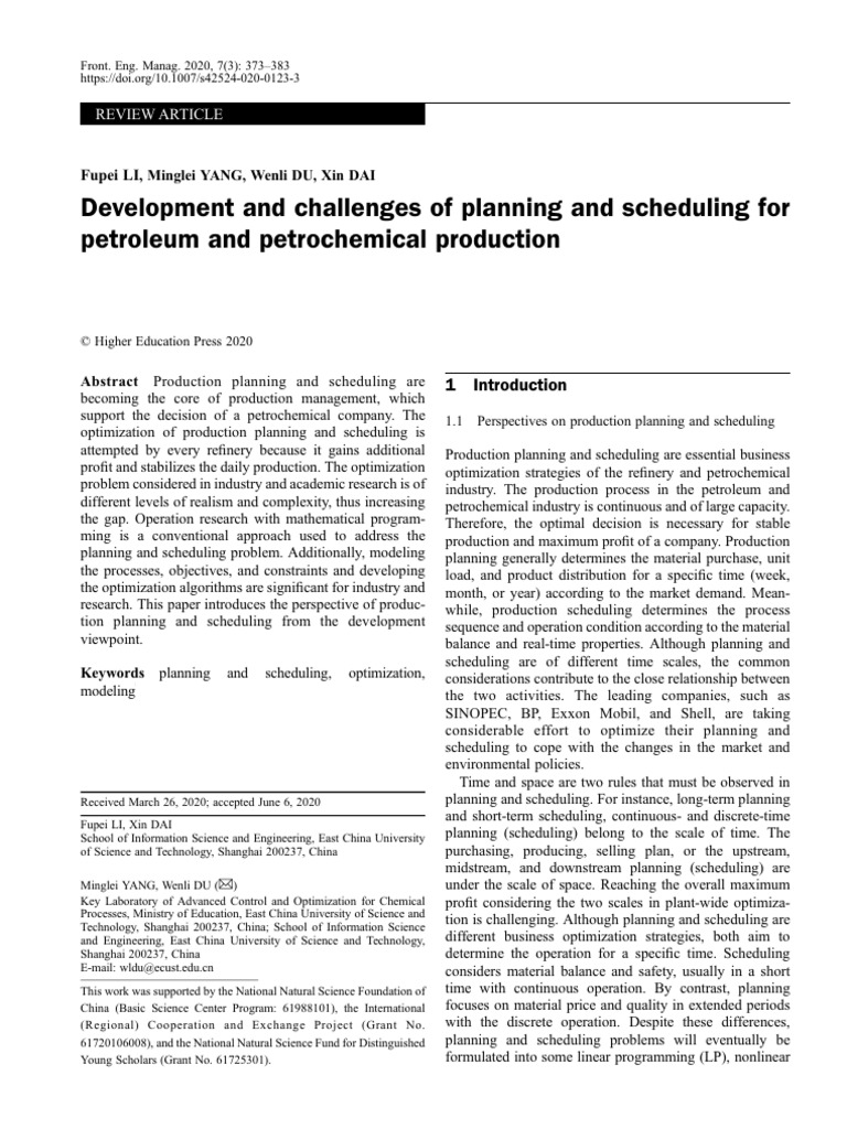 Overview of planning and scheduling in oil refineries 003 pdf