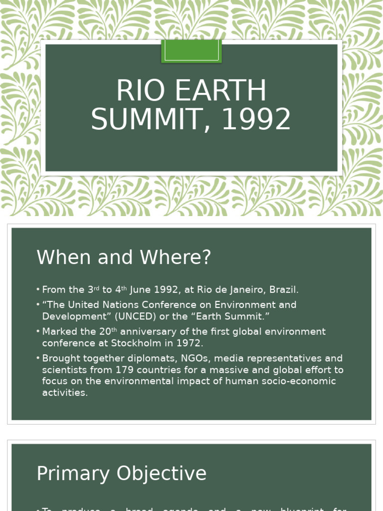 Rio Earth Summit 1 Pdf Sustainability Sustainable Development