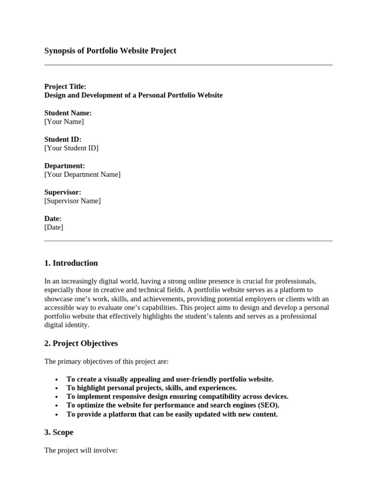 Portfolio Website Project Overview | PDF
