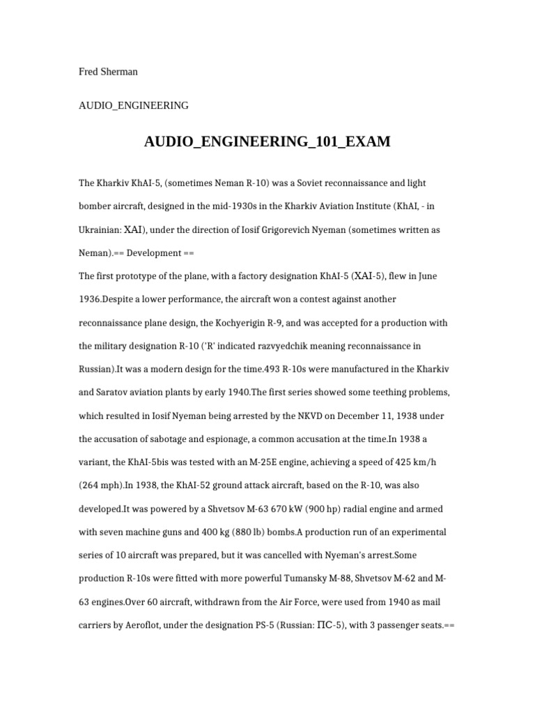 Soviet R 10 Aircraft Overview Pdf Aircraft Aviation