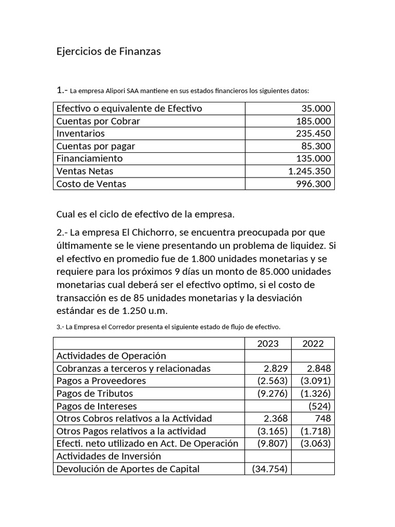 Ejercicios Prácticos de Finanzas Empresariales | PDF | Economía ...