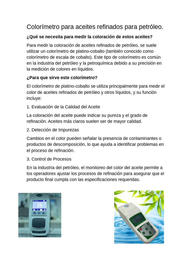 Colorímetro de Platino-Cobalto para Aceites | PDF