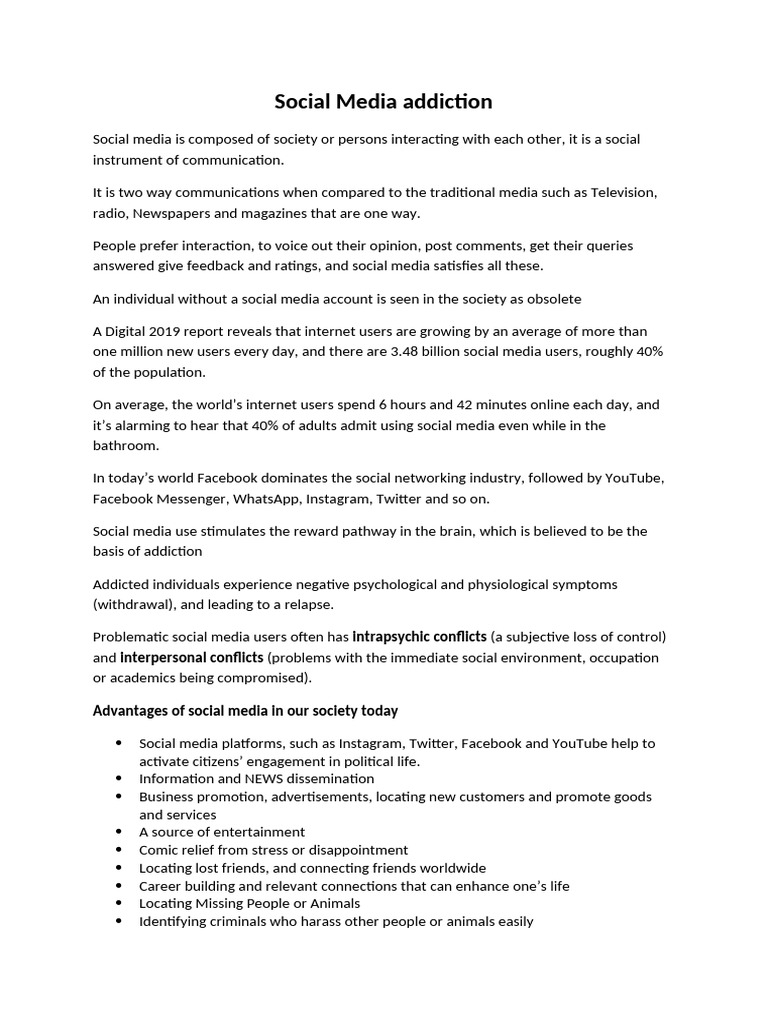Understanding Social Media Addiction | PDF | Social Media | Popular ...