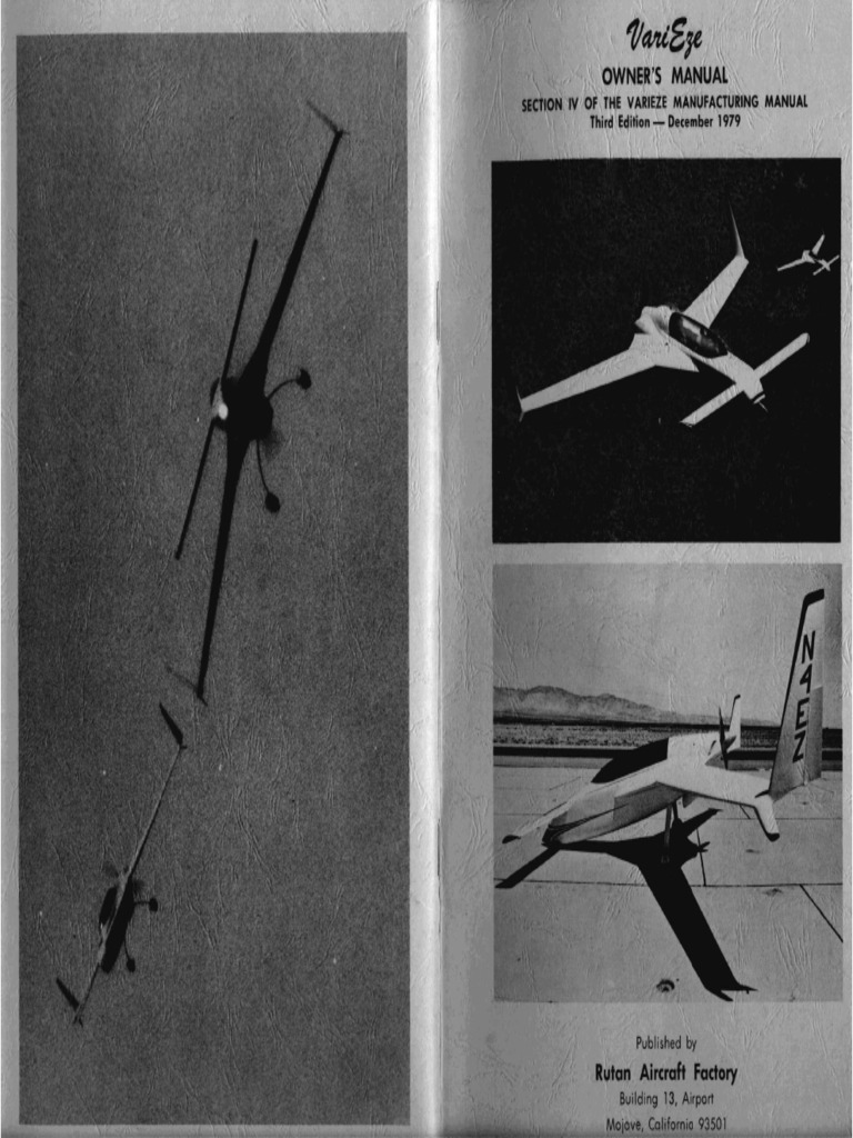 Burt Rutan - Burt Rutan VariEze Aircraft Plan D1-Burt Rutan (2019) | PDF