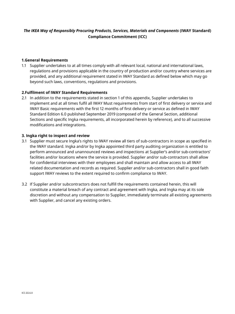 IKEA IWAY Standard Compliance Guide | PDF | Cost Of Living ...