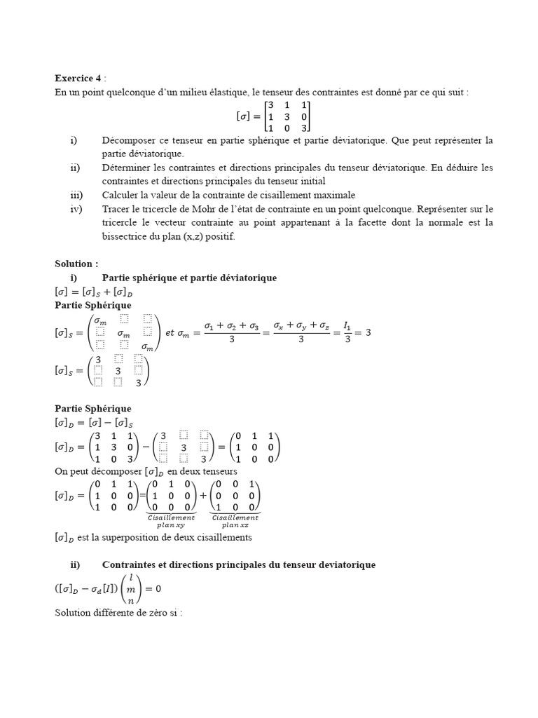 Décomposition du tenseur de contraintes | PDF | Équations | Géométrie