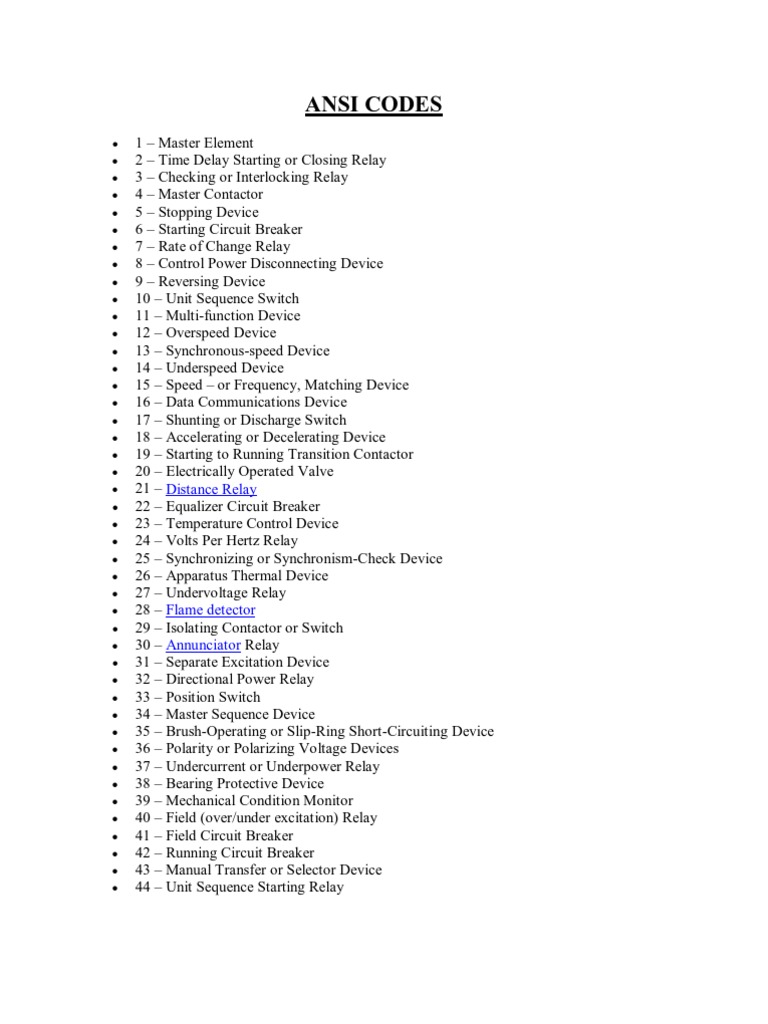 Ansi Codes | PDF | Relay | Switch