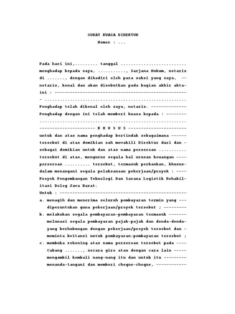 Surat Kuasa Direktur