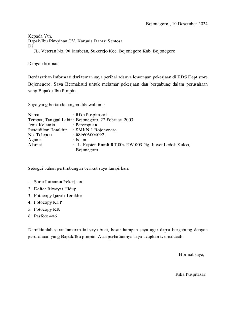 CV Rika Puspitasari - 241209 - 213902 | PDF