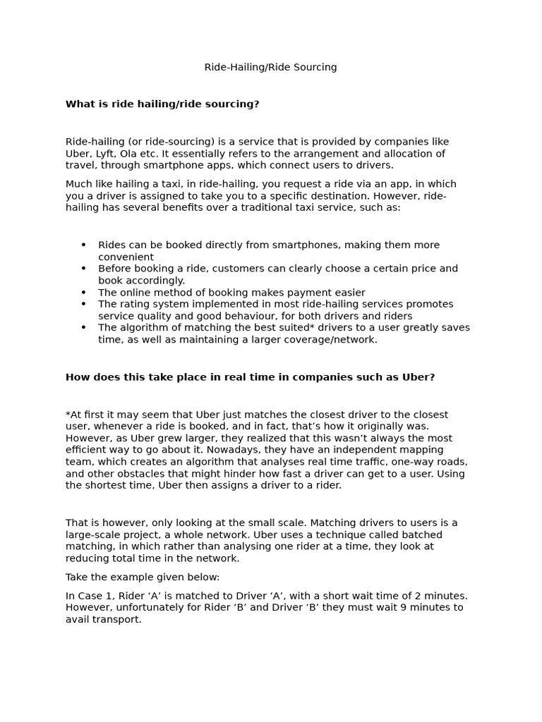 Ride Hailing Key Points | PDF | Pricing