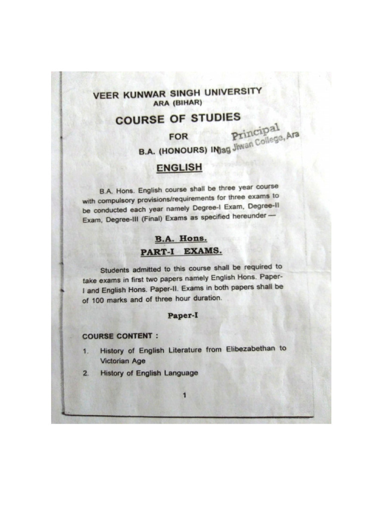 Ba English Hons Syllabus Pdf