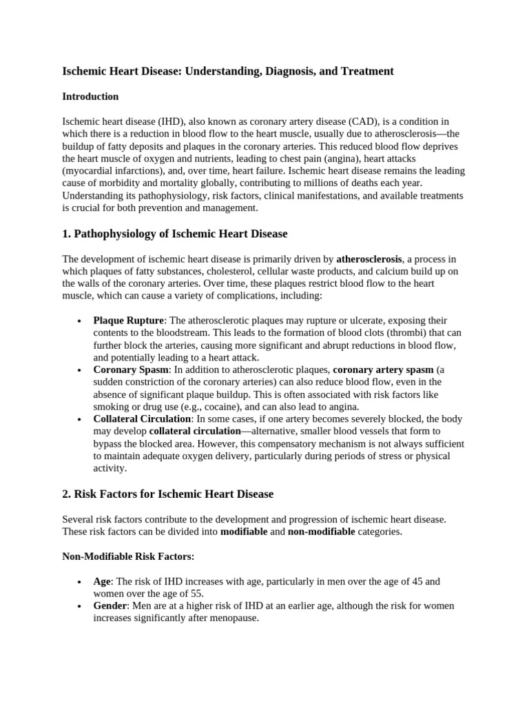 Ischemic Heart Disease - Understanding, Diagnosis, and Treatment | PDF ...