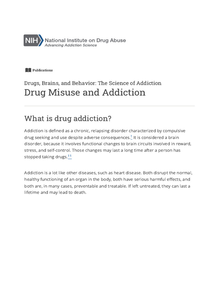 Drug Misuse and Addiction - National Institute On Drug Abuse (NI | PDF ...