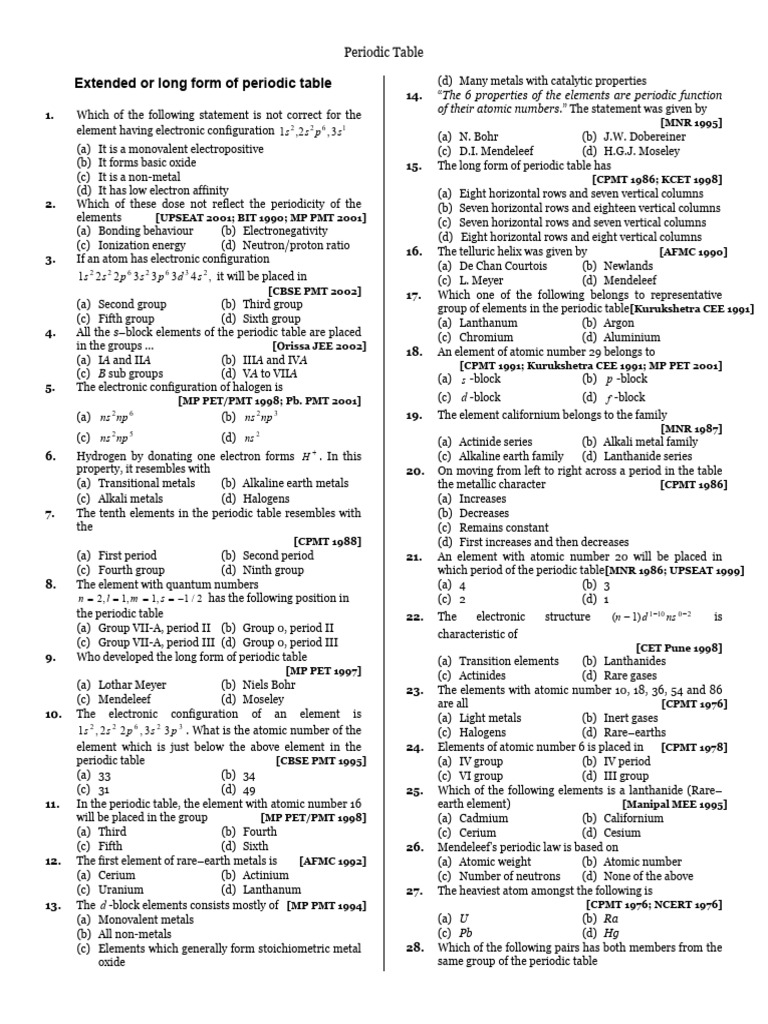 PERIODIC TABLE | PDF | Periodic Table | Chemical Elements