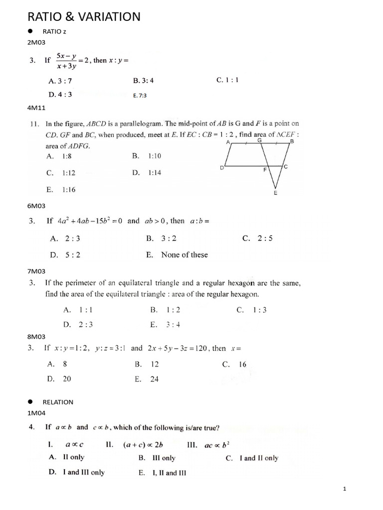 Ratio and Variation Data Overview | PDF