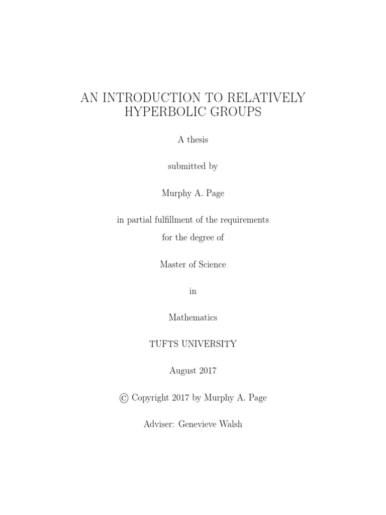 An Introduction To Relatively Hyperbolic Groups | PDF | Mathematical ...